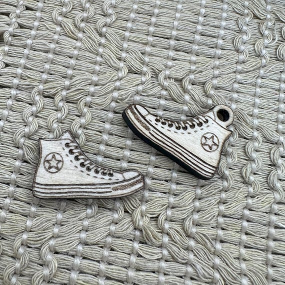 Retro Sneaker Wood Blanks: Mini Laser Cut Charms for Earrings