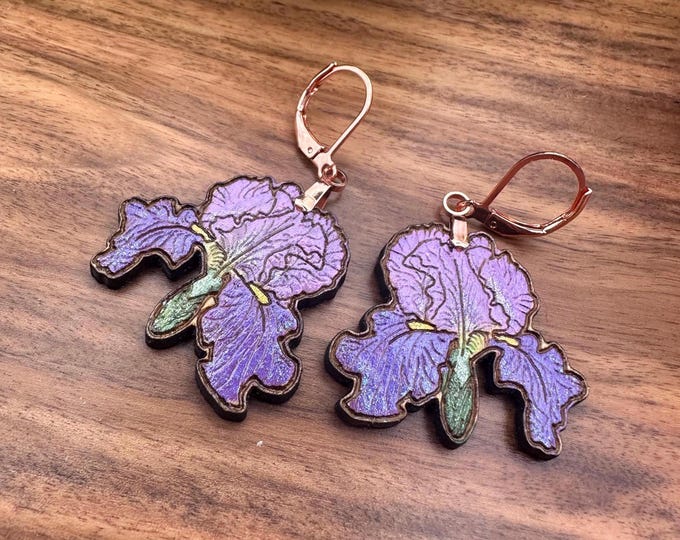 Handmade Purple Iris Dangle Earrings