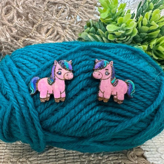 Sparkle Rainbow Pony Stud Earrings