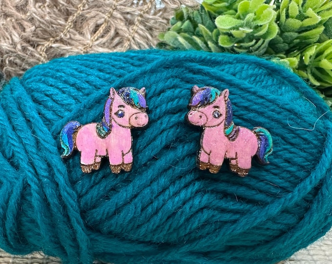 Sparkle Rainbow Pony Stud Earrings