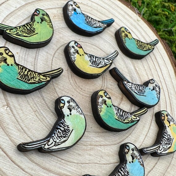 Hand-Painted Parakeet Stud Earrings: Custom Pet Portrait Bird Jewelry