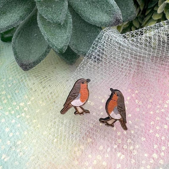 English Robin Stud Earrings