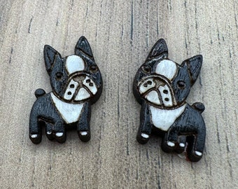 Boston Terrier Dog Post Earrings- two sizes -Mailed in a wood gift box-