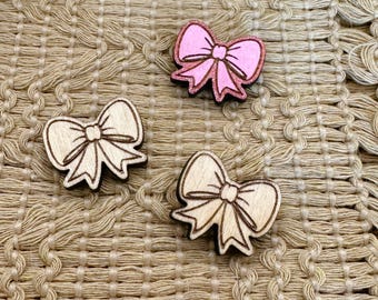 4+ Bow Unfinished Wood Pieces Jewelry Blanks