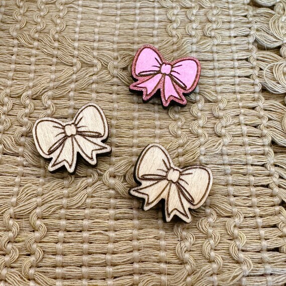 4+ Bow Unfinished Wood Pieces Jewelry Blanks