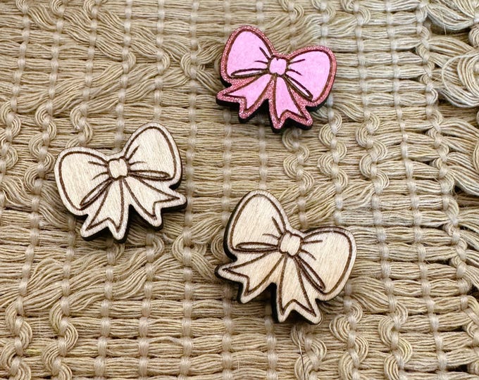4+ Bow Unfinished Wood Pieces Jewelry Blanks