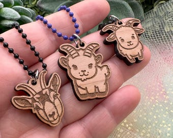 Goat Wood Keychain Charms- 3 styles