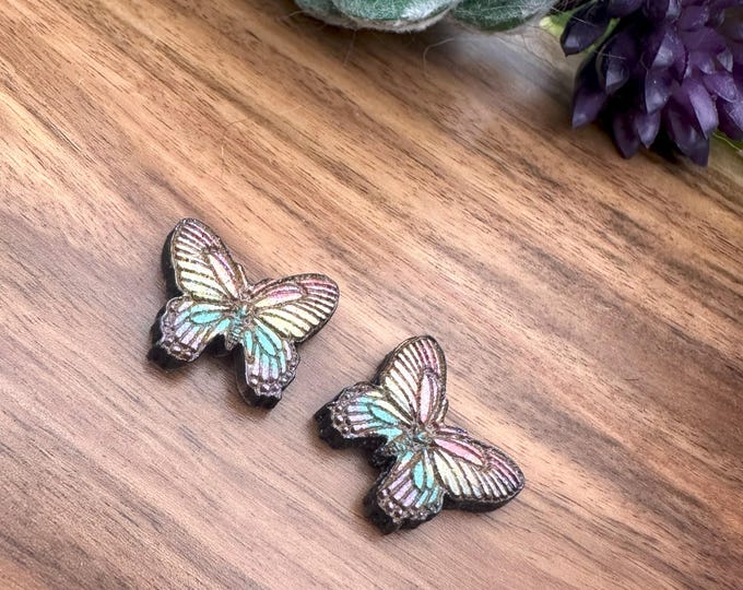 Featured listing image: Pastel Rainbow Butterfly Stud Earrings