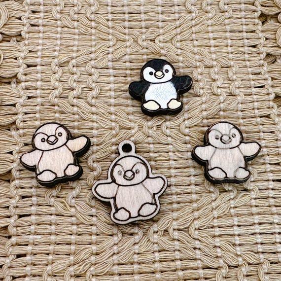 Cute Penguin Basswood Charms and Cabochons for DIY Crafts