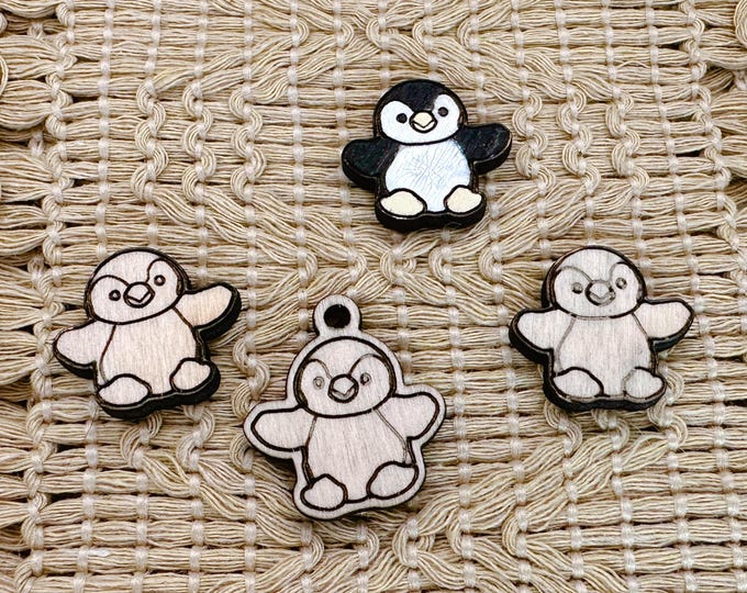 Cute Penguin Wood Blanks and Charms for Jewelry and Crafts