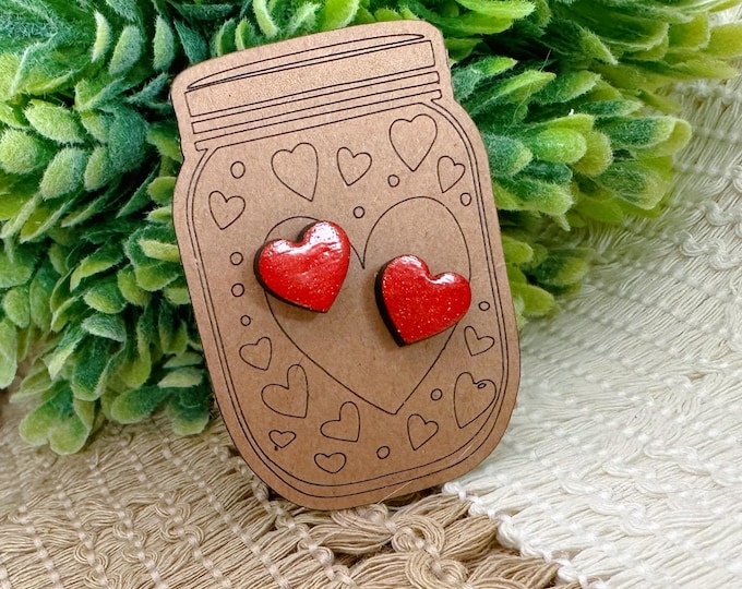 Simple Wood Heart Stud Earrings