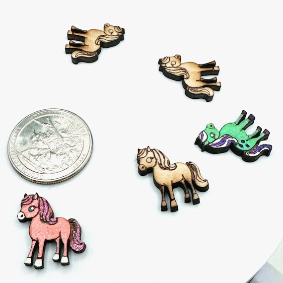 Kawaii Horse Wood Earring Blanks: Laser Engraved Basswood