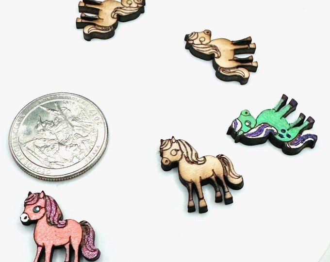 Kawaii Horse Wood Earring Blanks: Laser Engraved Basswood