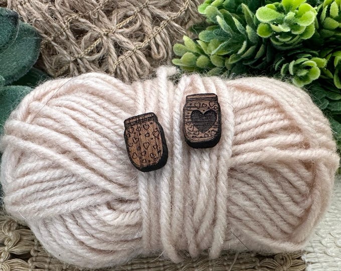 Hearts in a Mason Jar Cherry Wood Earrings
