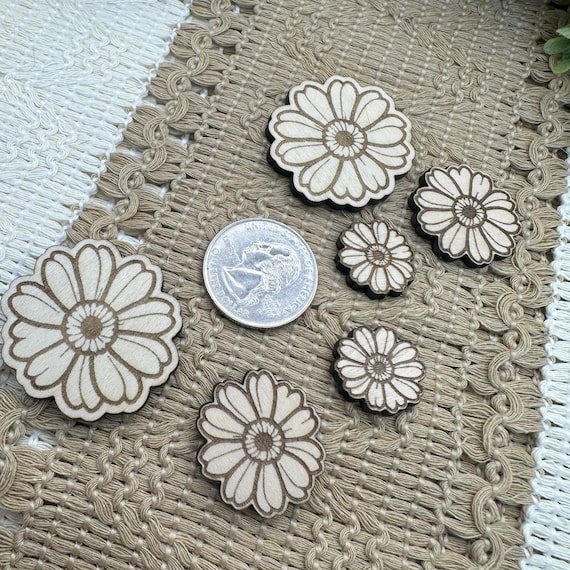 Gerber Daisy Wood Cutouts, Three Sizes (Craft Supplies for Earrings & Decor)