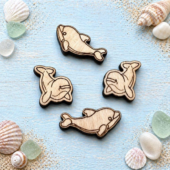 Whale and Dolphin Earring Blanks: Laser Cut Wood for DIY Jewelry