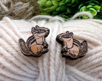 Cherry Wood Chipmunk Earrings