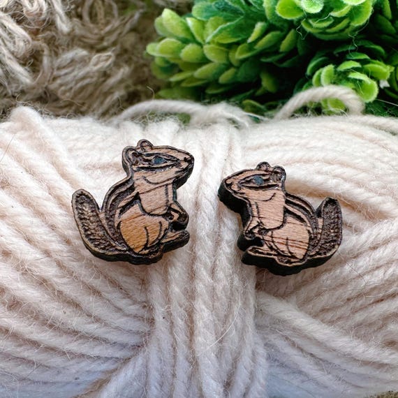 Cherry Wood Chipmunk Earrings