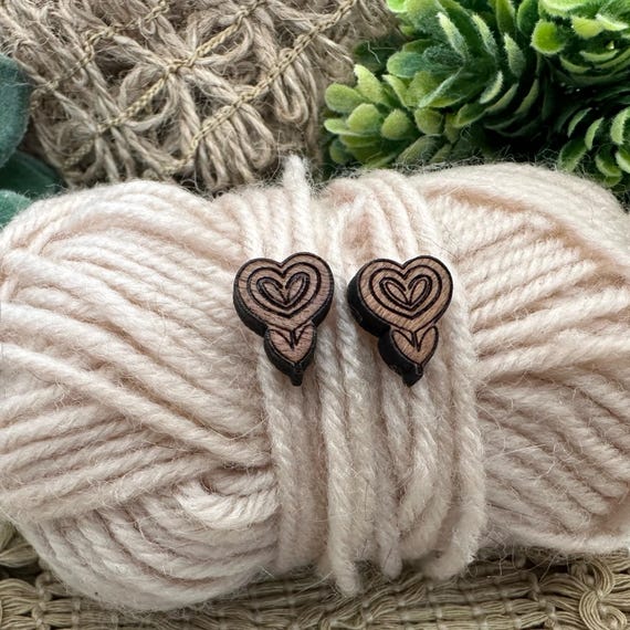 Cherry Wood Heart Flower Earrings