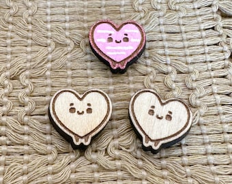 4+ Kawaii Heart Cookie Unfinished Wood Pieces Jewelry Blanks