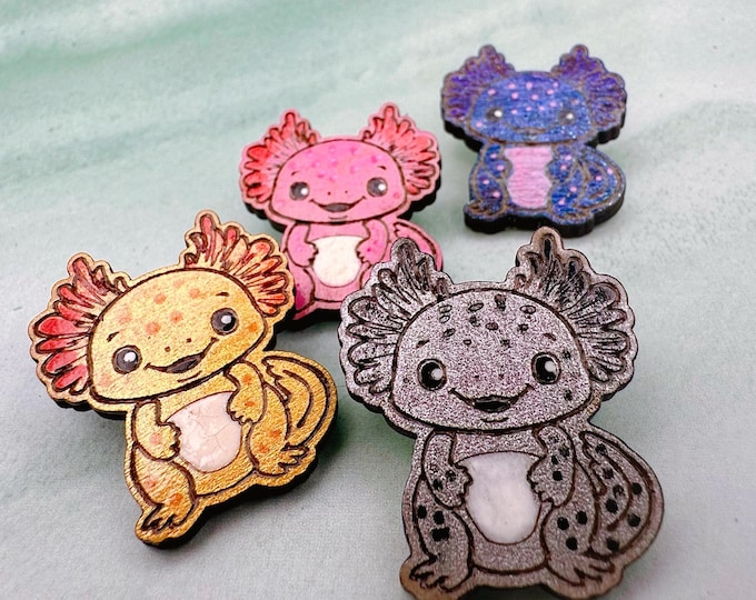 Adorable Axolotl Earrings or Pins
