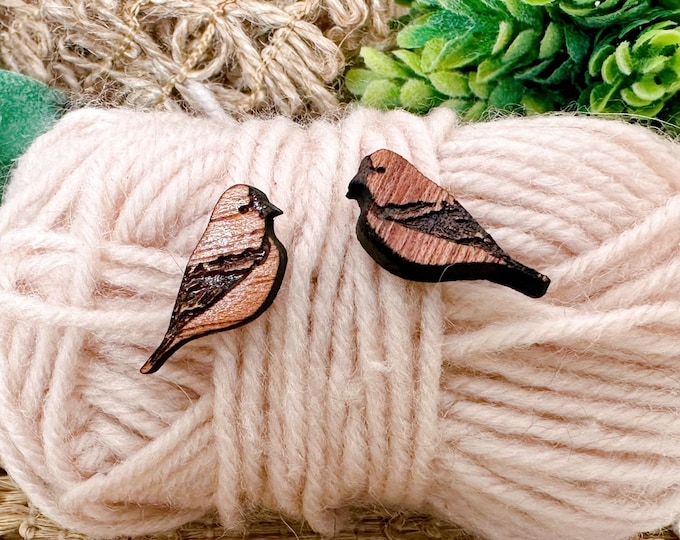 Cherrywood Finch Stud Earrings