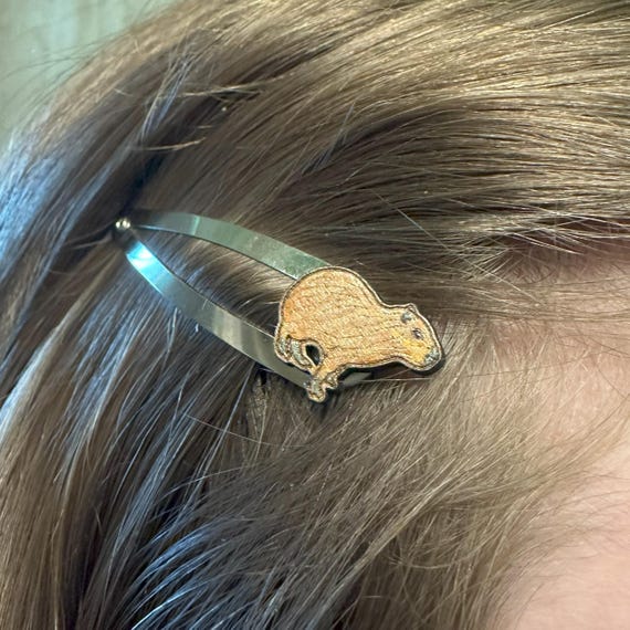 Woodland Capybara Hair Clip Set – Hand-Painted Laser-Cut Design