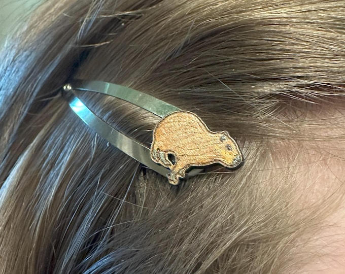 Woodland Capybara Hair Clip Set – Hand-Painted Laser-Cut Design