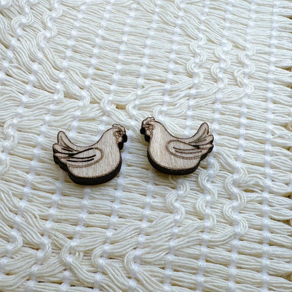 Chicken Blank Mini Wood Pieces for DIY Jewelry and Craft Making