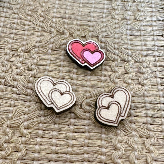 4+ Double Hearts Unfinished Wood Pieces Jewelry Blanks