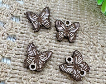 Small Butterfly Wood Charms Cabachons Connectors Dangles Jewelry Findings