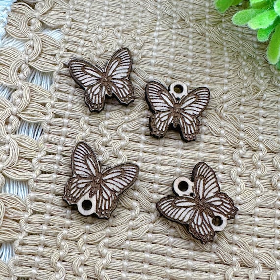 Small Butterfly Wood Charms Cabachons Connectors Dangles Jewelry Findings