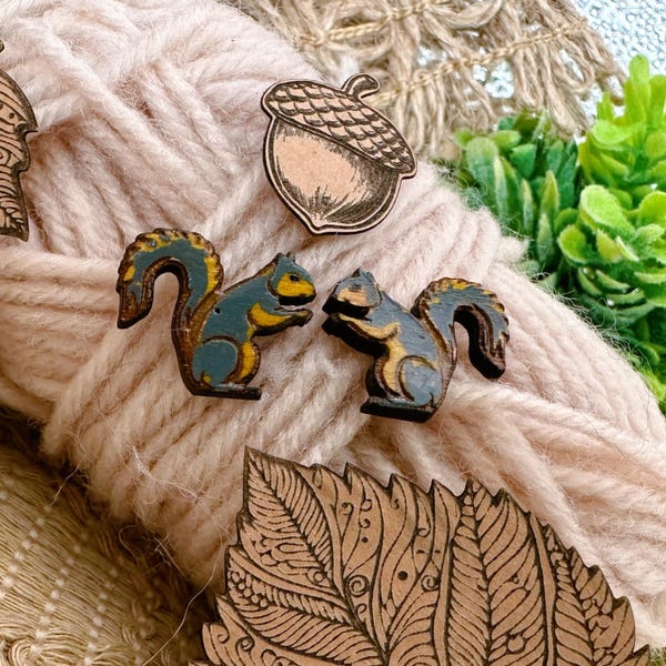 Squirrel Earrings in a wood giftbox