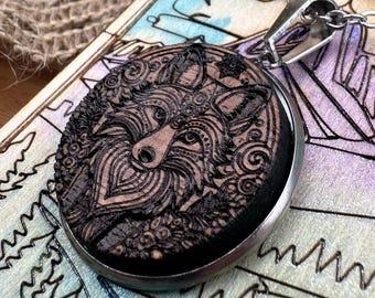 Fox Necklace in a wood gift box
