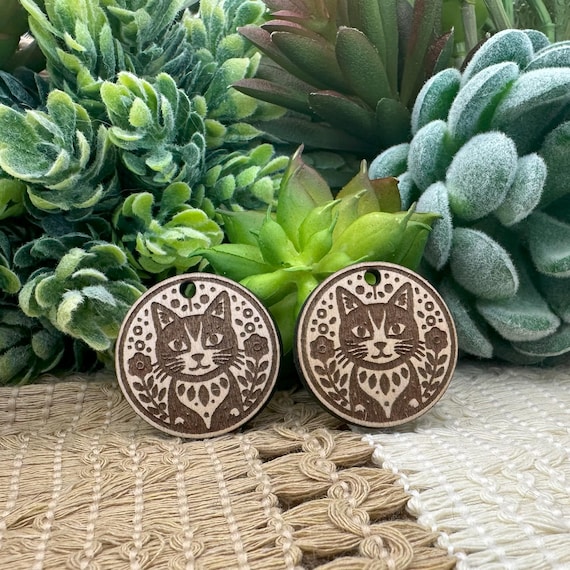 Folk Art Inspired Cat Charms for Jewelry Crafting