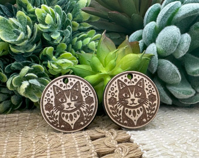 Folk Art Inspired Cat Charms for Jewelry Crafting