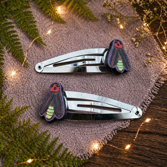 Lightning Bug Hair Clips with Sparkle Butts – Wooden Firefly Hair Accessories