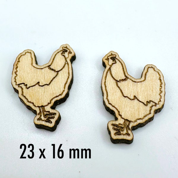 Pairs Hen Wood Pieces, Backyard Chicken Wood Earring Blanks, Unfinished Earrings, Laser Engraved Charms for Crafts or Jewelry