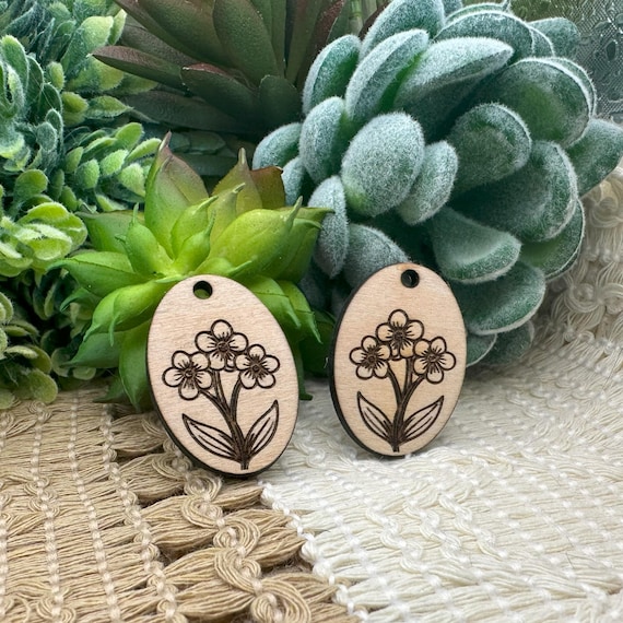 Pair Forget-me-not Flower Charms for Jewelry Crafting