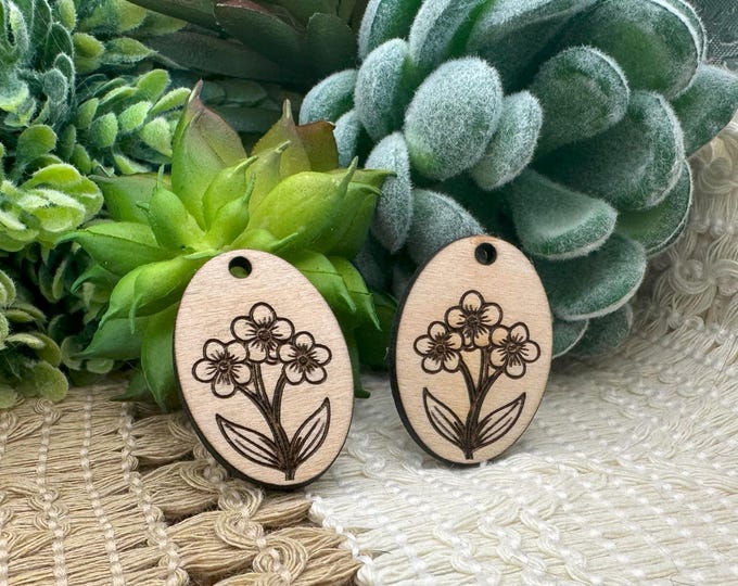 Pair Forget-me-not Flower Charms for Jewelry Crafting