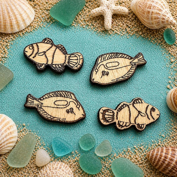 Fish Earring Blanks: Clownfish and Blue Tang - Unfinished Wood