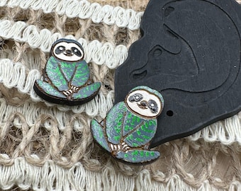 Hand Painted Sloth Earrings