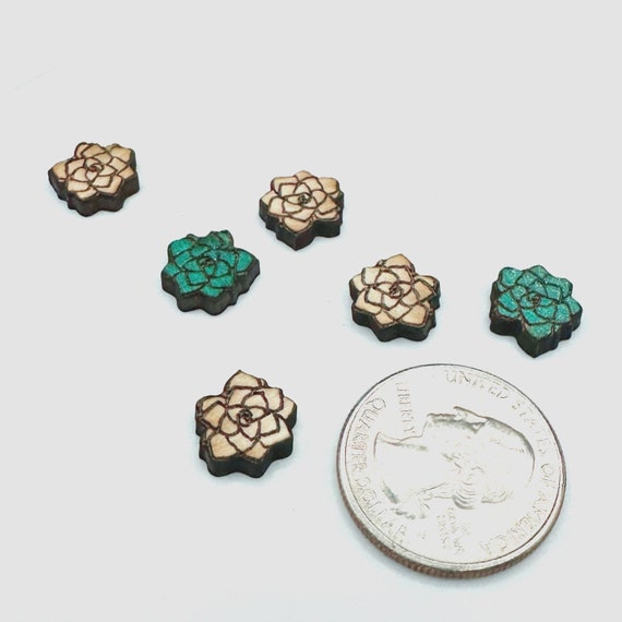 Laser Engraved Wood Succulent Earring Blanks: Cactus Charms