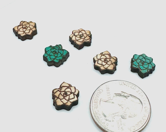Laser Engraved Wood Succulent Earring Blanks: Cactus Charms