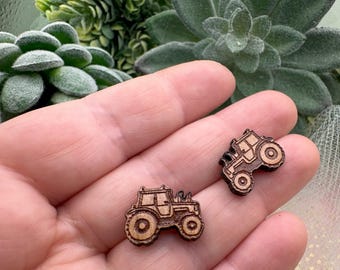 Tractor Cherry Wood Earrings