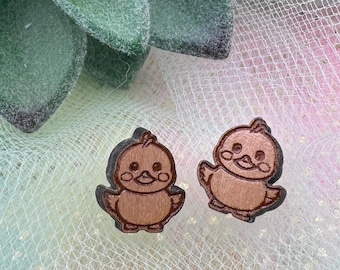 Duckling Cherry Wood Earrings