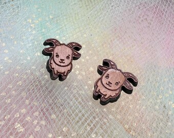 Cherry Wood Goat Earrings