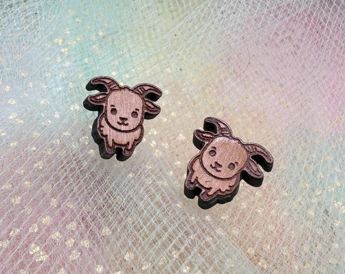 Cherry Wood Goat Earrings