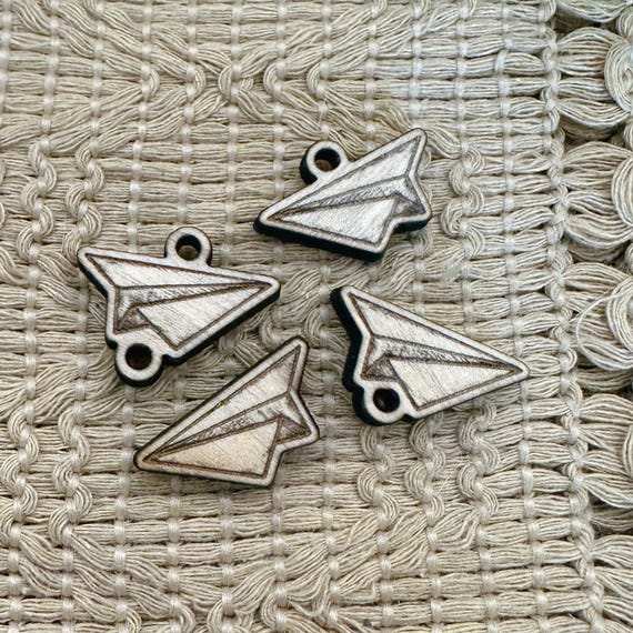 Paper Airplane Wood Charms Cabachons Connectors Dangles Jewelry Findings