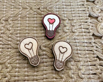 4+ Heart Lightbulb Unfinished Wood Pieces Jewelry Blanks
